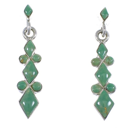 Turquoise Sterling Silver Southwestern Post Dangle Earrings QX69251