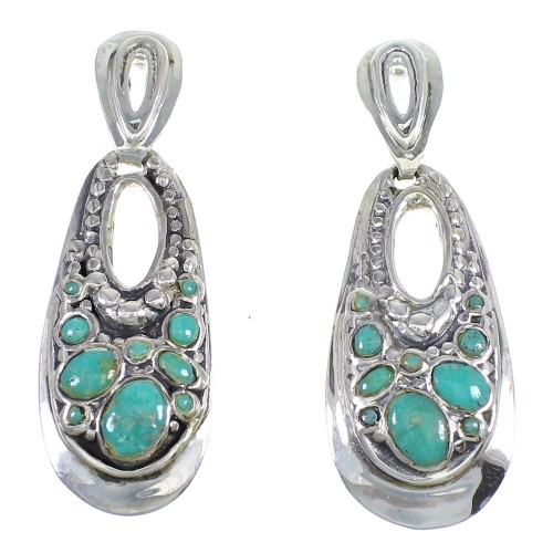 Southwest Sterling Silver Turquoise Post Dangle Earrings QX69279