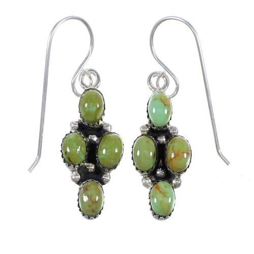 Turquoise Southwest Sterling Silver Hook Dangle Earrings QX69306