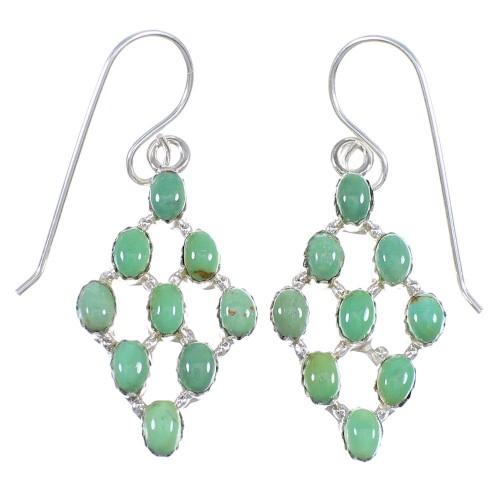 Turquoise Southwest Authentic Sterling Silver Hook Dangle Earrings QX69366