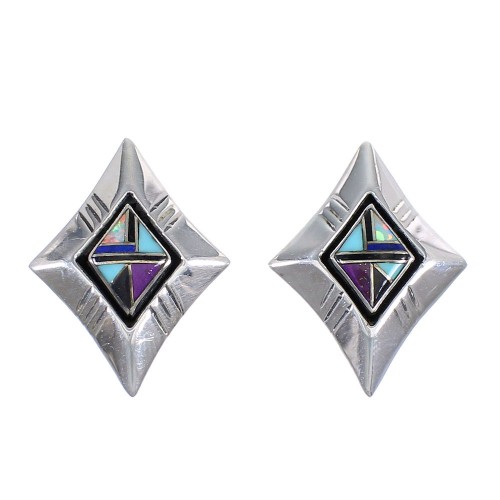 Genuine Sterling Silver Multicolor Southwest Post Earrings YX69442