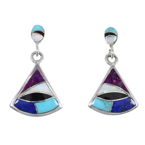 Multicolor And Genuine Sterling Silver Southwest Post Dangle Earrings YX69463