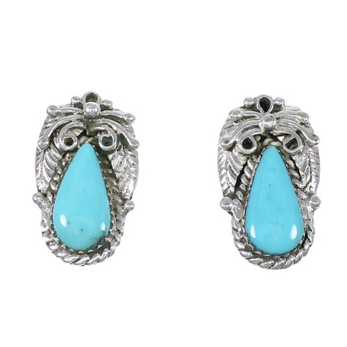 Turquoise And Sterling Silver Southwest Post Earrings RX69346