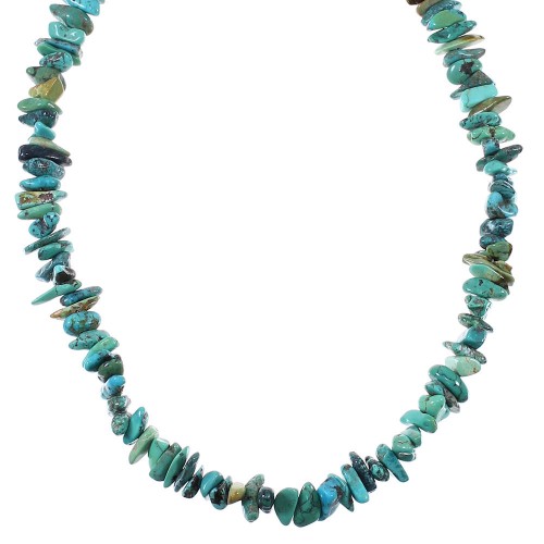 Authentic Sterling Silver Turquoise Southwestern Bead Necklace AX74534