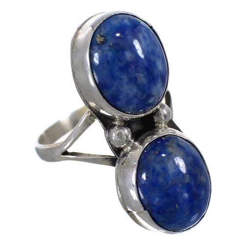 Authentic Sterling Silver Denim Lapis Navajo Ring Size 6-1/2 AX76296