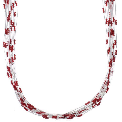 15-Strand Liquid Sterling Silver Coral Bead Necklace AX77696