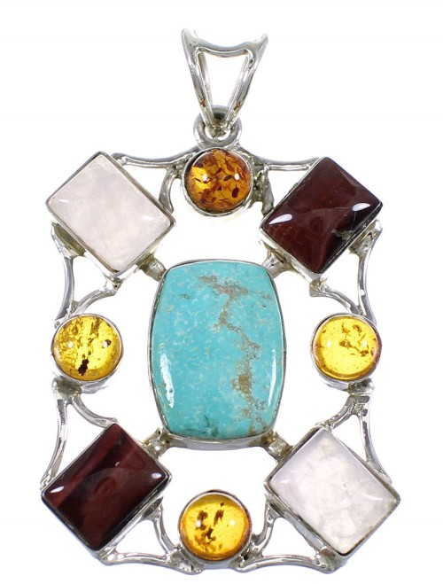 Multicolor Genuine Sterling Silver Southwest Pendant QX77163