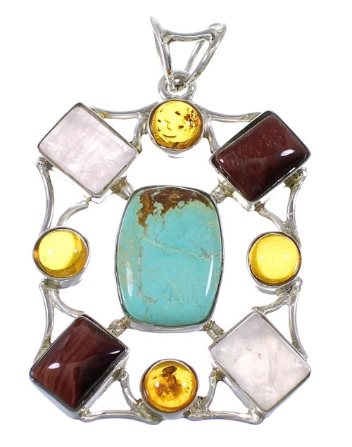 Multicolor Genuine Sterling Silver Southwestern Pendant QX77165