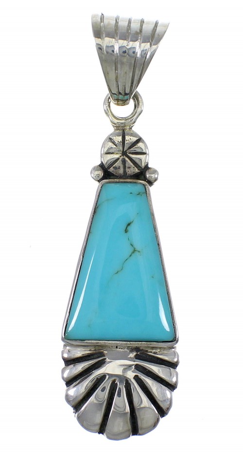 Southwest Genuine Sterling Silver And Turquoise Pendant AX78375