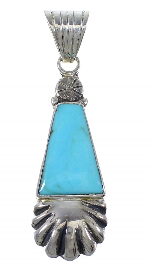 Southwestern Sterling Silver And Turquoise Pendant AX78377