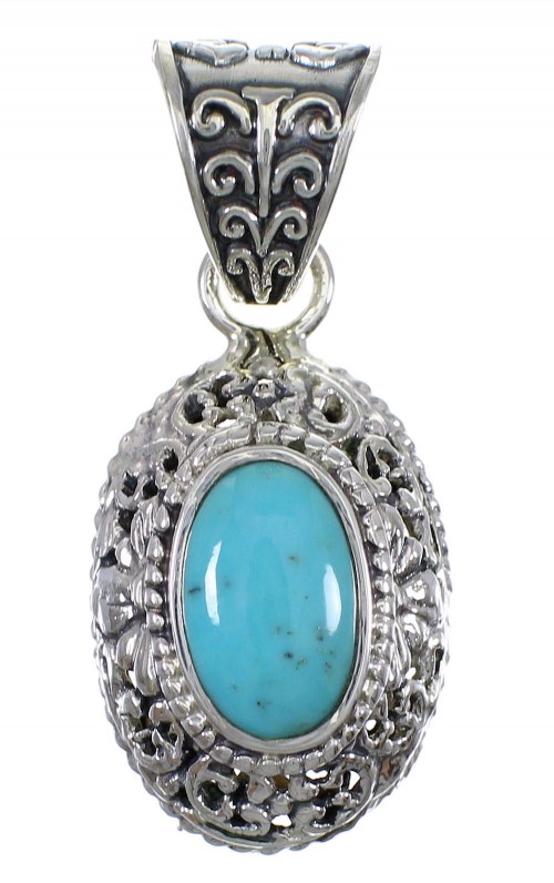 Turquoise Authentic Sterling Silver Southwestern Pendant AX78387