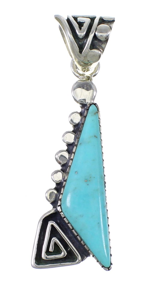 Turquoise Sterling Silver Water Wave Pendant AX78391