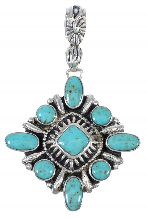 Turquoise Silver Southwestern Jewelry Pendant AX78464