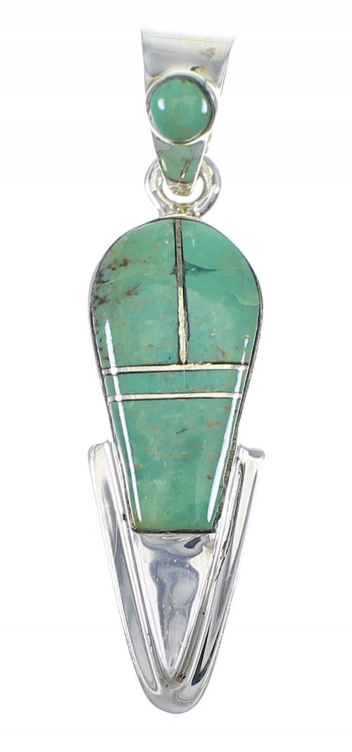 Turquoise Inlay Sterling Silver Southwest Pendant AX78718