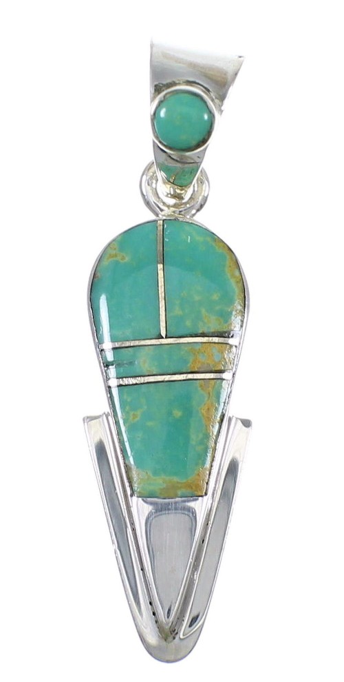 Southwest Turquoise Inlay Sterling Silver Pendant AX78730