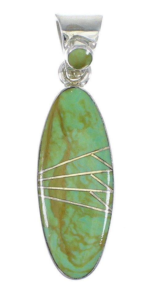 Silver Southwestern Turquoise Inlay Slide Pendant AX79034