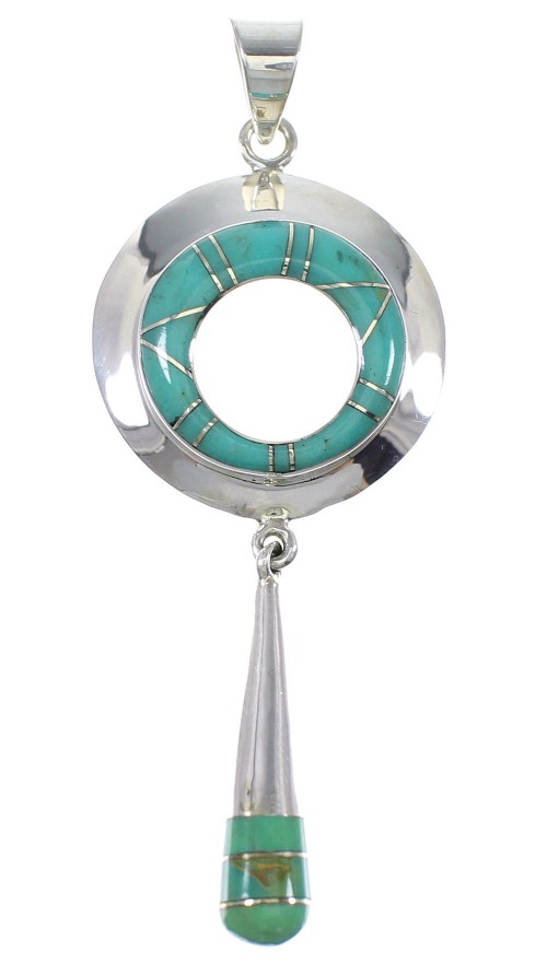 Southwest Turquoise Sterling Silver Slide Pendant AX79118