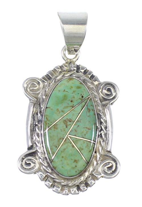 Southwest Turquoise Inlay Sterling Silver Slide Pendant AX79120