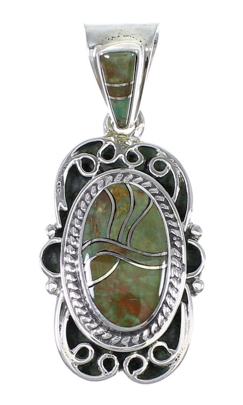 Silver Southwest Turquoise Inlay Slide Pendant AX79150