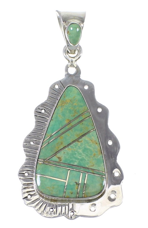 Genuine Sterling Silver Southwest Turquoise Slide Pendant AX79173