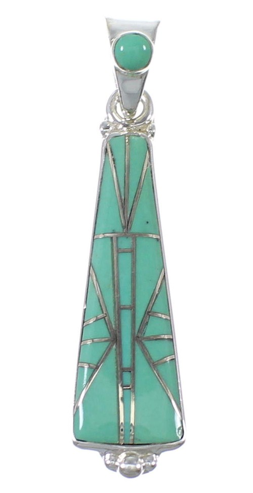 Turquoise Inlay Silver Jewelry Slide Pendant AX79187