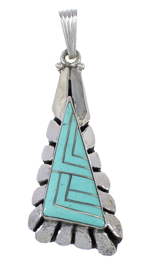 Turquoise Inlay Genuine Sterling Silver Pendant AX79195