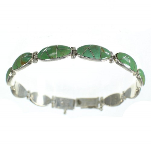 Silver Turquoise Inlay Link Bracelet AX77901