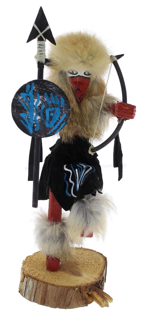 Native American Navajo Buffalo Warrior Kachina Doll KX74590