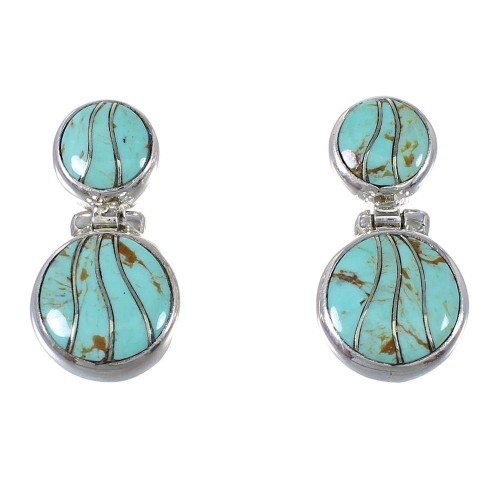 Sterling Silver Turquoise Southwestern Post Dangle Earrings UX75725