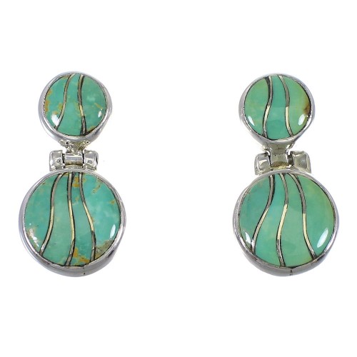 Sterling Silver Southwestern Turquoise Post Dangle Earrings UX75726