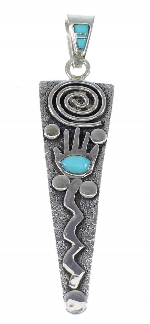 Turquoise Silver Hand Water Wave Pendant YX75387