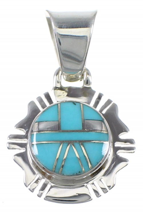 Turquoise And Silver Southwestern Pendant YX75438