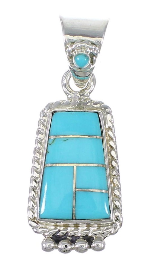 Turquoise And Silver Southwest Slide Pendant YX75442