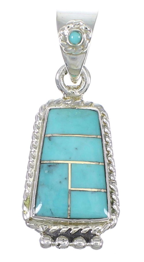 Turquoise And Sterling Silver Southwest Pendant YX75443