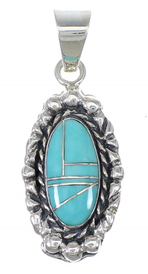 Turquoise And Sterling Silver Southwestern Pendant YX75452