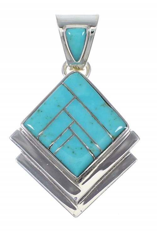 Turquoise Inlay Silver Pendant YX75453