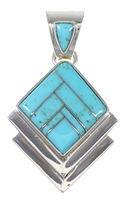 Turquoise Inlay Sterling Silver Pendant YX75454