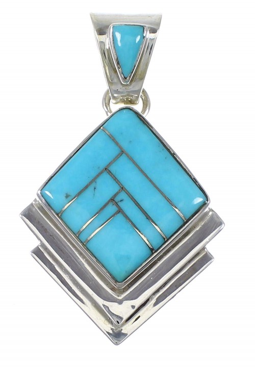 Silver Turquoise Inlay Pendant YX75455