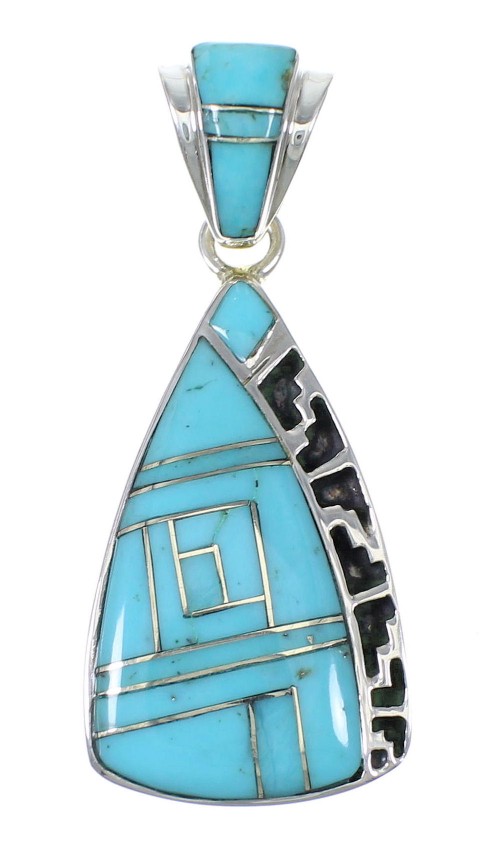 Silver And Turquoise Inlay Pendant YX75457