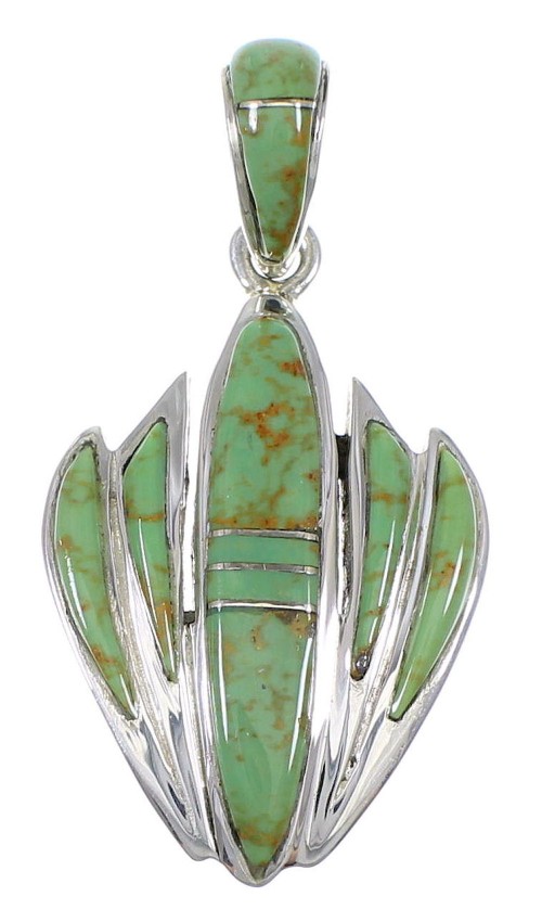 Turquoise Inlay Silver Southwest Pendant QX77096