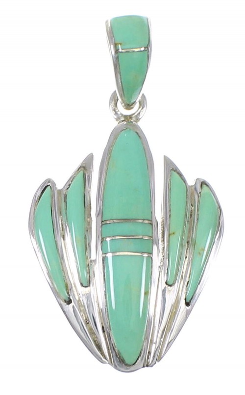 Turquoise Inlay Genuine Sterling Silver Southwestern Pendant QX77106