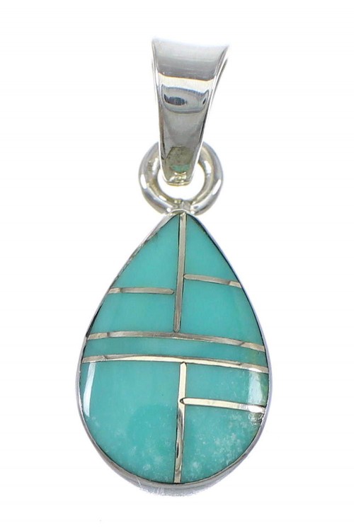 Turquoise Teardrop Sterling Silver Pendant RX77073