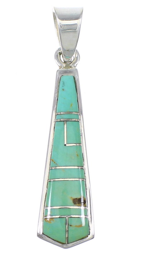 Genuine Sterling Silver And Turquoise Inlay Pendant RX77075