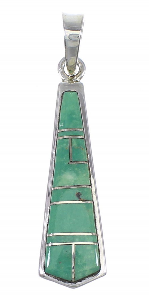 Southwest Turquoise Inlay Genuine Sterling Silver Pendant RX77095