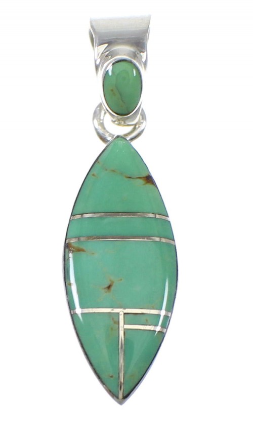 Authentic Sterling Silver Turquoise Inlay Slide Pendant RX77156