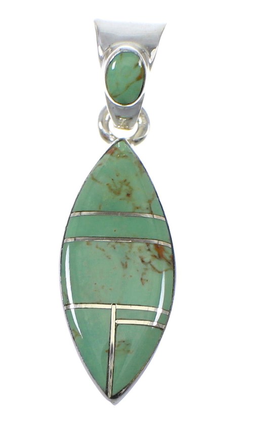 Turquoise Genuine Sterling Silver Southwest Slide Pendant RX77159