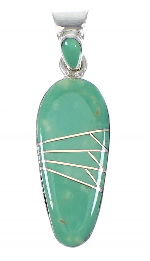 Turquoise Inlay Southwest Sterling Silver Pendant RX77193