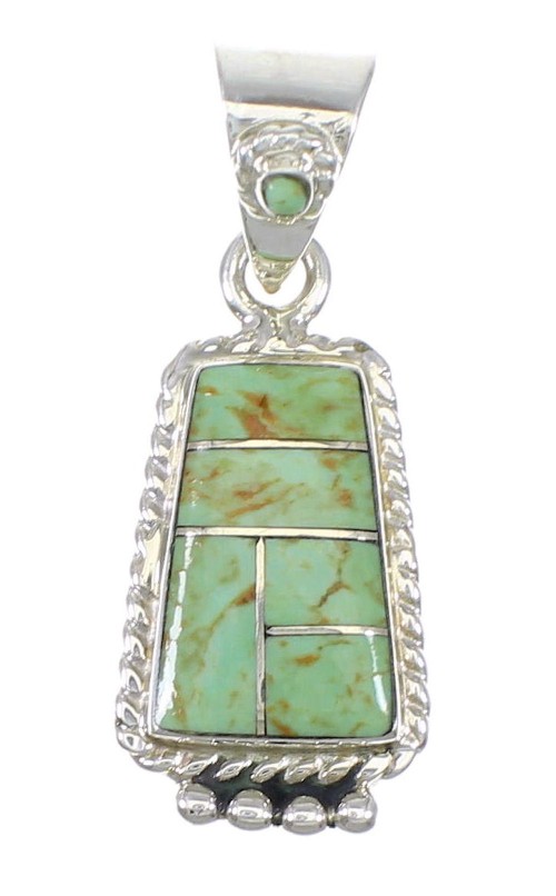 Sterling Silver Southwest Turquoise Inlay Pendant RX77201