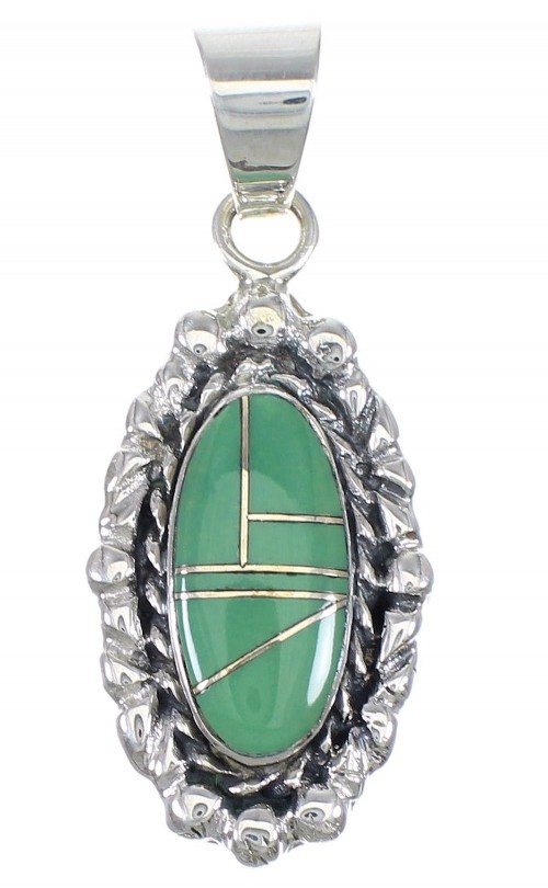 Southwestern Turquoise Genuine Sterling Silver Pendant QX77120