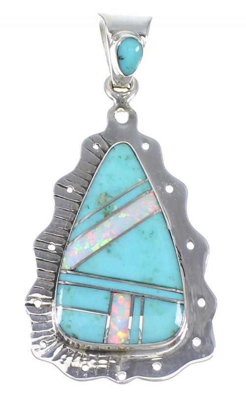 Turquoise Opal Silver Southwest Pendant AX76489